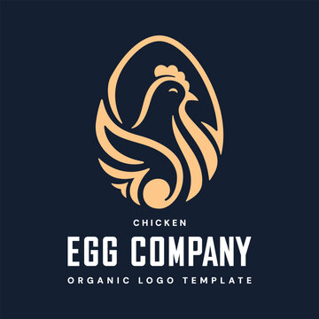 Elegant Egg Shaped Chicken Logo Design for Organic Egg Company