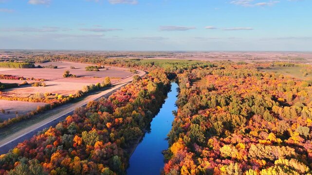 Tisza and Cris River in autumn, Csongrad, Hungary