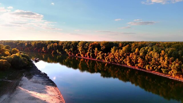 Tisza and Cris River in autumn, Csongrad, Hungary