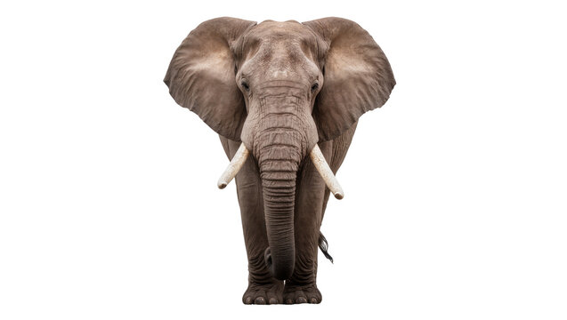 African elephant with large ears and tusks facing forward