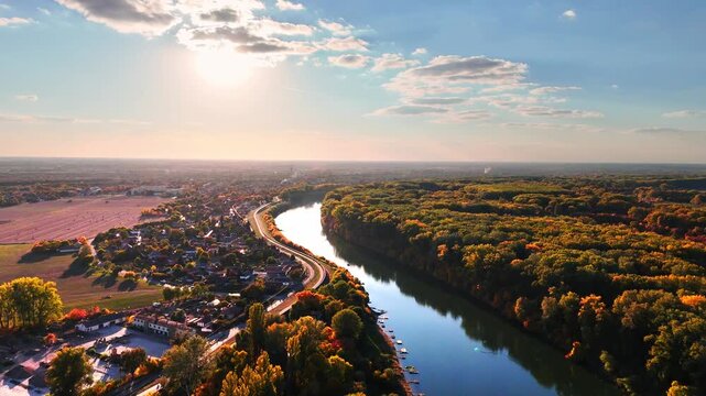 Tisza and Cris River in autumn, Csongrad, Hungary