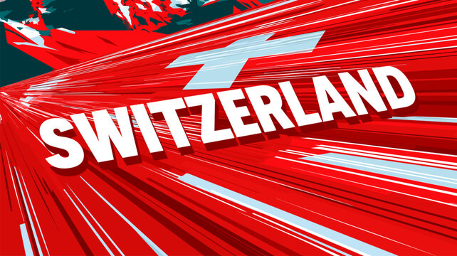 Switzerland sign in national flag colors banner. Switzerland wallpaper.