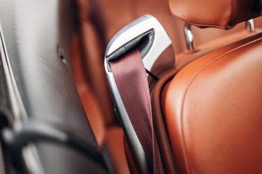 Colorful Seat Belt in a Modern Car Interior