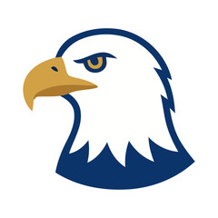 Naklejka premium Simple vector illustration of an eagle head outlined in patriotic red, white, and blue colors, representing freedom, strength, and American national identity.