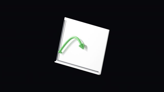 set of 3d render isometric arrow line graphs, infographics up arrow, down arrow and animated flow lines isolated with green screen