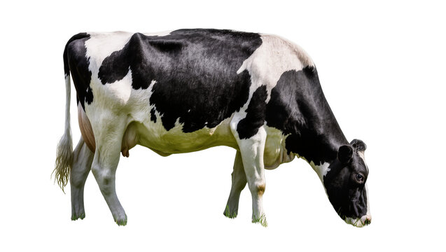 Holstein Friesian cow with black and white spots grazing