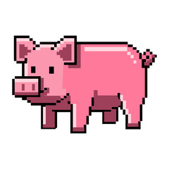 Fototapeta premium Pixel Retro Pig 8-bit Vector graphic design
