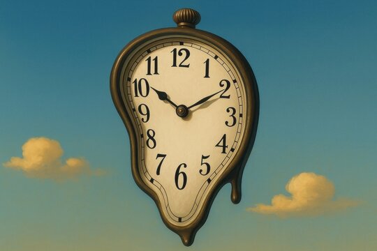 Surreal melting clock illustration