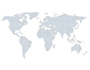 Fototapeta premium Gray World Map on White Background.