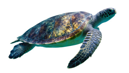 Green sea turtle swimming with detailed shell patterns © dominica