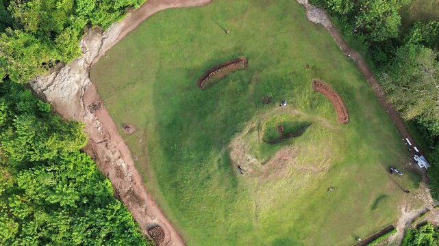 Aerial View of the Green Candi Abang Historical Site in Yogyakarta V5