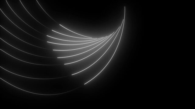Futuristic Neon Line Animation Loop with Glowing Cyberpunk Linear Waves and Abstract Motion Graphics Elements for Creative Overlay