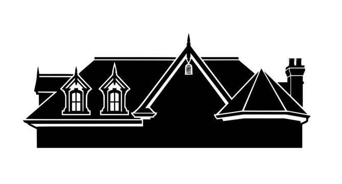 Elegant Gable Roof and Dormer Window House Silhouette Vector Design