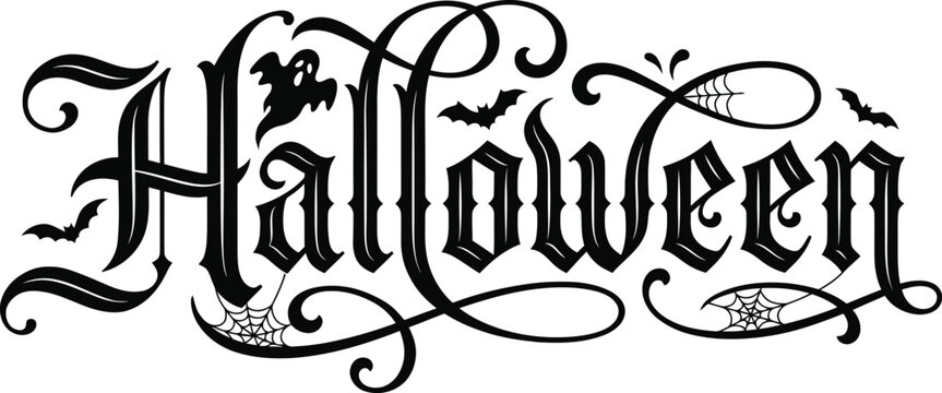 Vintage Gothic Halloween Typography Script Banner Design