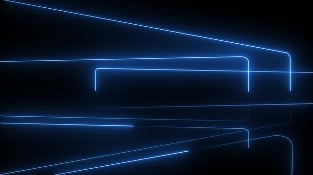 Futuristic Neon Line Animation Loop with Glowing Cyberpunk Linear Waves and Abstract Motion Graphics Elements for Creative Overlay