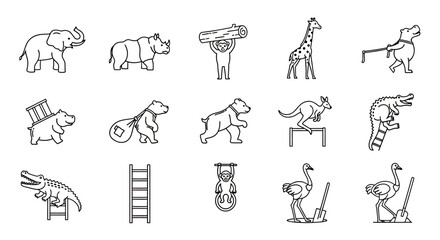 Obraz premium Wild safari animal character outline collection.
