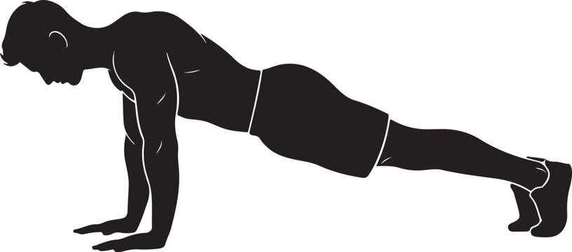 Man doing push up exercise in side view position