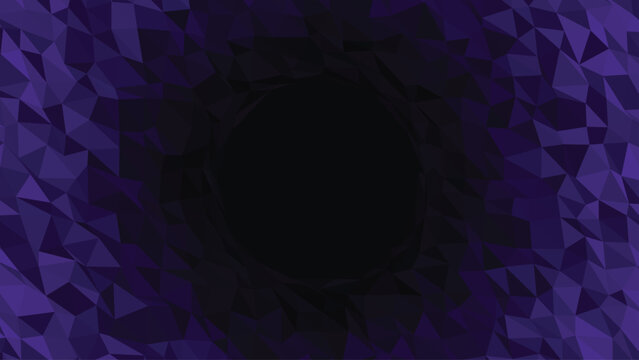 Dark purple low poly cavern portal with central void
