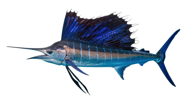 Blue Sailfish with Large Dorsal Fin and Bill