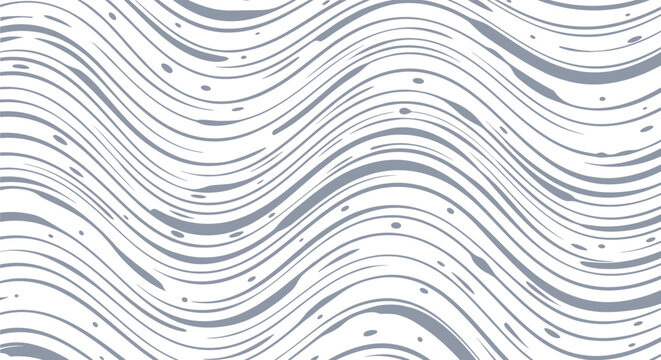 Elegant seamless pattern of grey flowing wave lines on white background, reminiscent of liquid or marble texture.