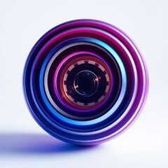 Fototapeta premium Abstract concentric circles, vibrant colors, futuristic design. Metallic texture, smooth gradients, central focus point. Minimalist composition, digital rendering.