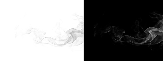 Obraz premium Glowing Blue Gray Delicate Smoke Tendrils Ink Swirl Abstract Effect Dual Background