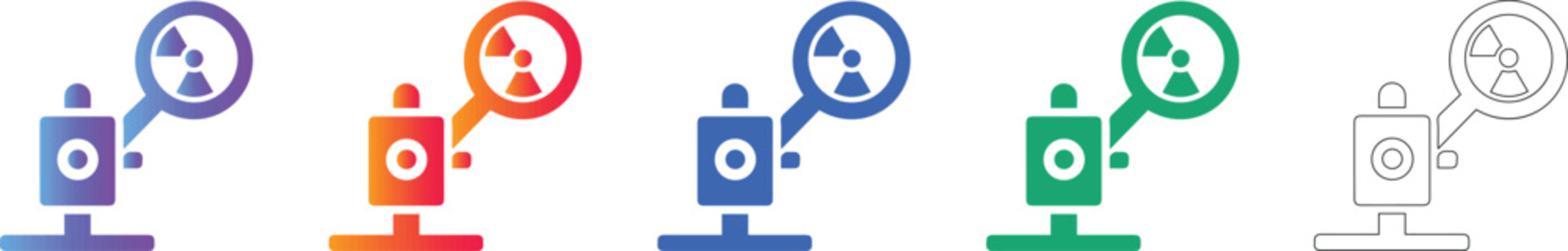 Nuclear Radiation Detector Icon Set