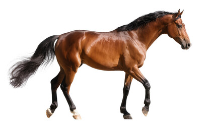 Brown horse with black mane and tail walking © Aino