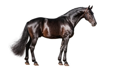 Elegant black horse with flowing mane and tail © Maelle