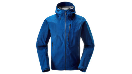 Blue hooded waterproof jacket with zippers and pockets © Aino