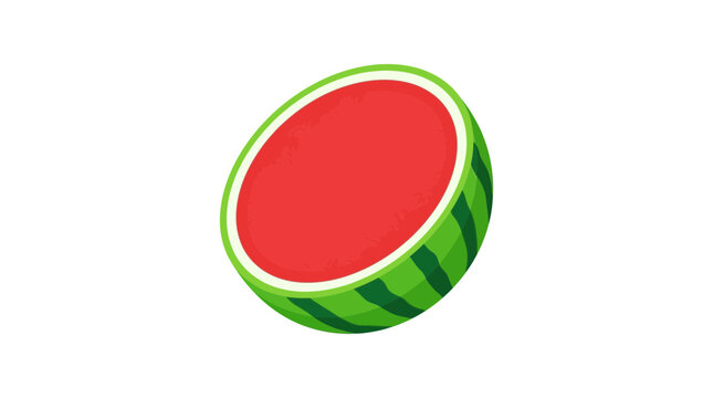 Vector watermelon slice, green and red fruit, food illustration, summer icon