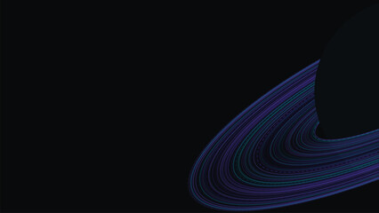 Abstract orbiting purple planetary rings on dark background © LinearAndLoom