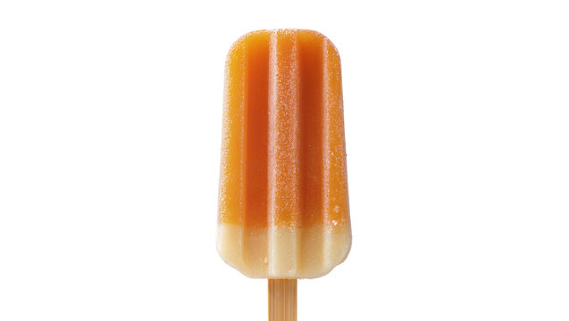 Orange and white layered popsicle on wooden stick