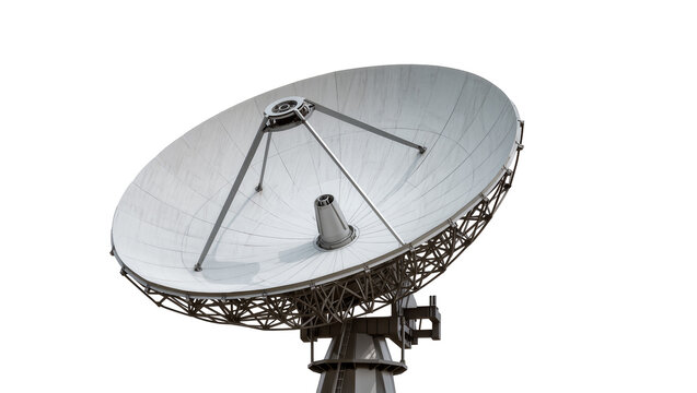 Large satellite dish antenna with metal truss structure
