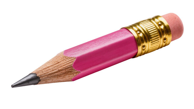 Pink hexagonal pencil with graphite tip and gold ferrule eraser