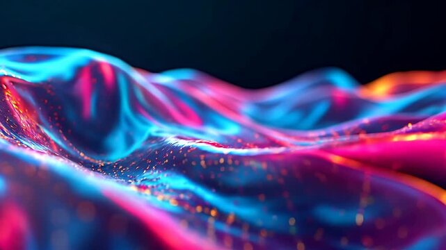 Neon abstract liquid waves with blue, purple, and pink colors suitable for backgrounds, digital art, and creative design projects.
