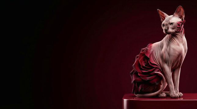 Metamorphosis: Black Baccara Rose and Sphynx Cat Hybrid