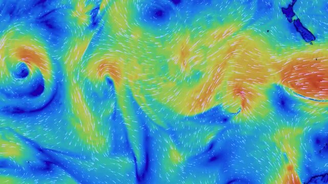 Deep Cyclone Pressure Wind System in Satellite Weather Map Animation 