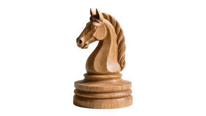 Wooden chess knight piece with detailed mane and base © Anneliese