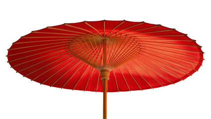Red paper parasol with wooden handle and ribs © Aino