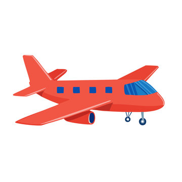 Red and blue jet airplane vector illustration