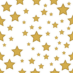 Fototapeta premium A seamless pattern of golden stars on a white background