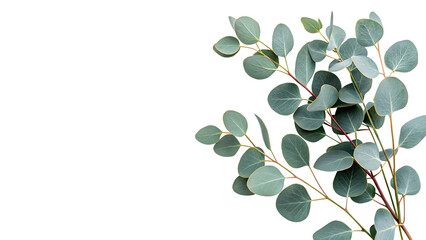 Fresh green eucalyptus branches with rounded leaves isolated on transparent background cut out © Pavel