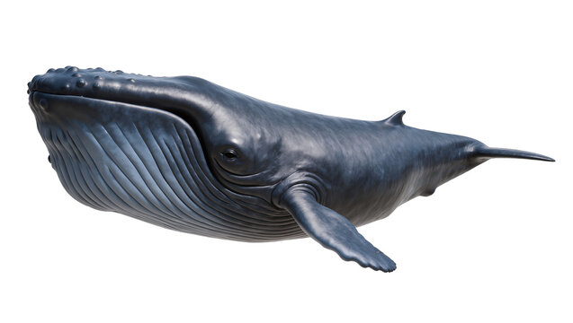 Blue whale marine mammal with baleen plates and pectoral fins