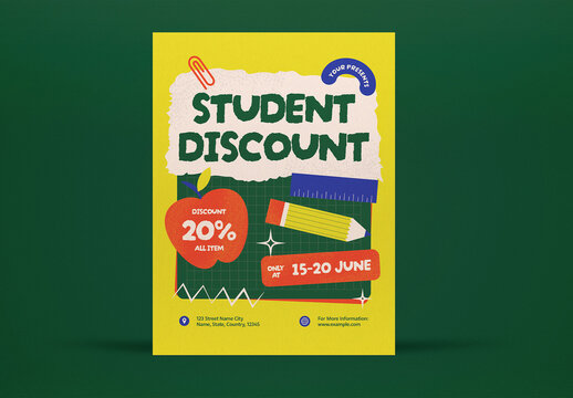 Yellow Playful Student Discount Flyer