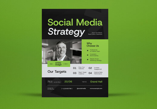 Green Corporate Social Media Strategy Flyer Layout