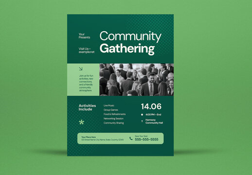 Green Corporate Community Gathering Flyer