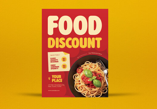 Red Bold Food Discount Flyer Layout
