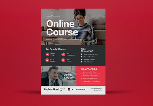 Red Corporate Online Course Flyer