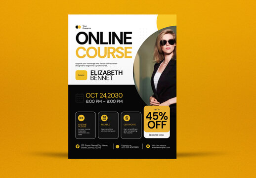 White Modern Online Course Flyer